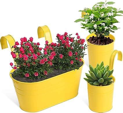 SHEHNAZ INTERNATIONAL Hanging Flower Pot Outdoor Railing Metal Balcony ...