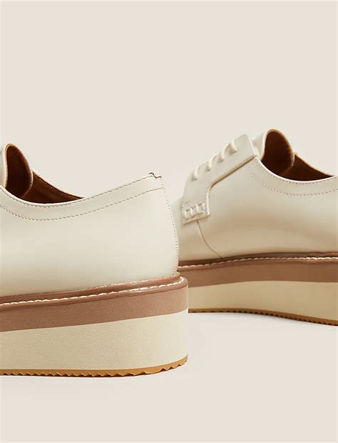 Buy Leather Lace Up Flatform Shoes at Marks & Spencer