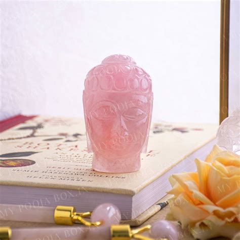 Buy Rose Quartz Natural Crystal Buddha Head Online in India - Mypoojabox.in
