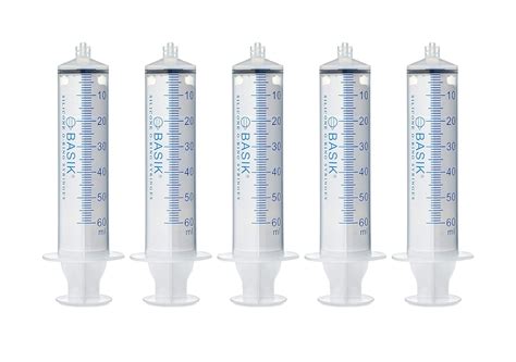 UrnConcern 60cc Syringe, Luer Lock Tip, Reusable Silicone O-Ring, 5 ...