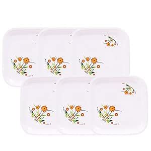 Wonder Microwave Safe Unbreakable Printed Square Full Plates, Set of 6 ...