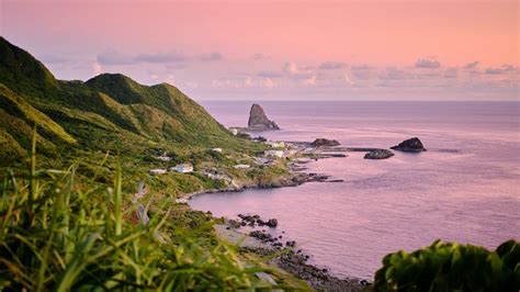 Wallpaper rocks, slope, coast, grass, sunset hd, picture, image