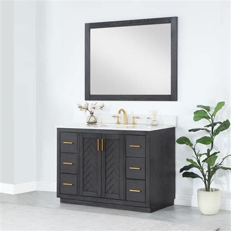 Altair Gazsi 48-in Brown Oak Undermount Single Sink Bathroom Vanity ...