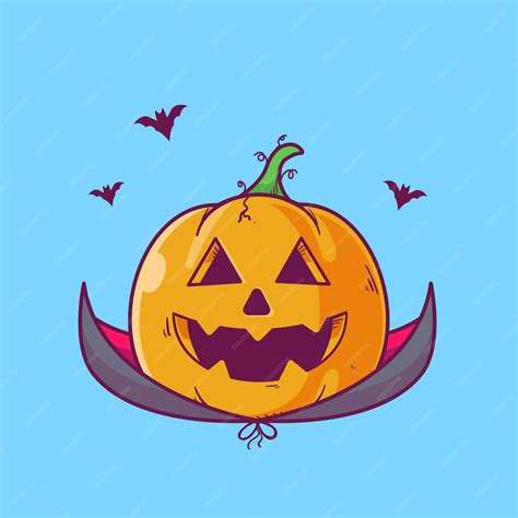 Premium Vector | Halloween hand drawn vampire pumpkin illustration