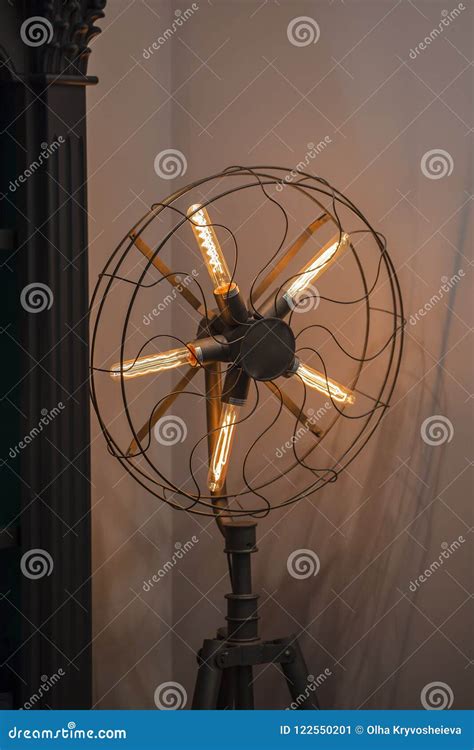 Vintage Edison Lamp, Floor Long Lamp in a Black Forged Cage in the Form ...