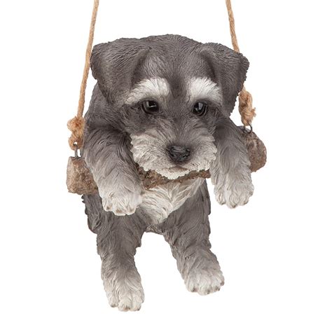 Design Toscano Mini Schnauzer Puppy on a Perch Dog Hanging Sculpture, 8 ...