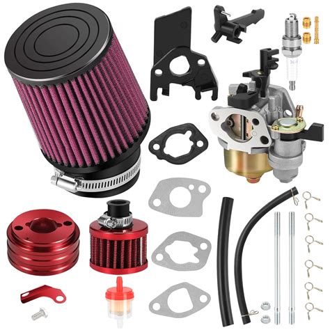 Carburetor Air Filter Adapter with Mini Air Filter Jet Kit (Red ...
