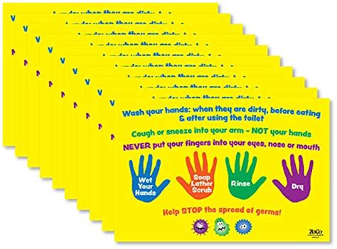 Buy Hand Hygiene Poster for Kids - Laminated, 12 x 18 inches - Hand ...