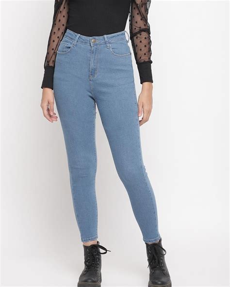 Buy Women's Blue Super Skinny Fit Jeans Online at Bewakoof