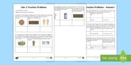 Fraction Word Problems Differentiated Worksheets - Printable