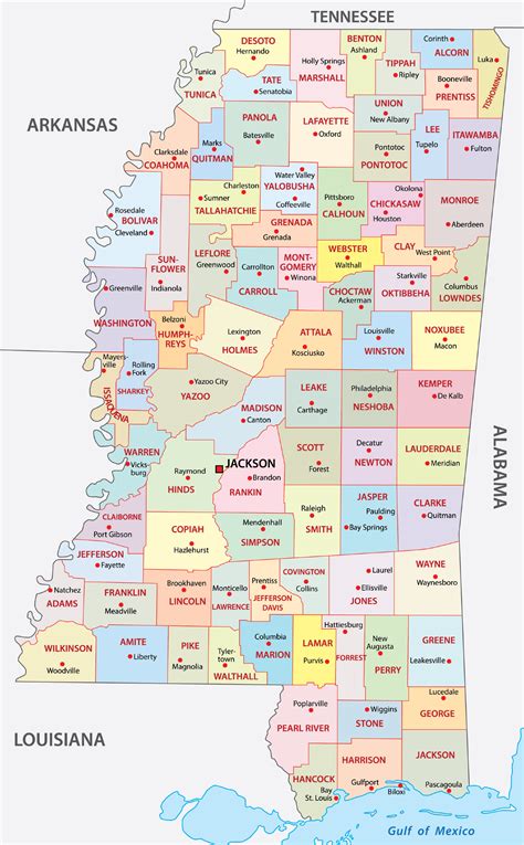 Map Of Ms With Counties