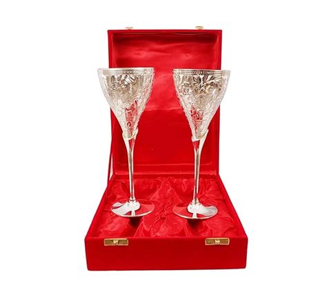 Buy INTERNATIONAL GIFT® German Silver Wine Glass with Beautiful Velvet ...