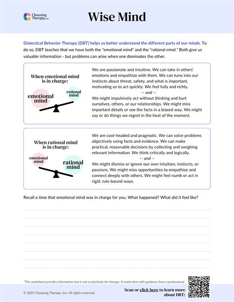 Free DBT Wise Mind Worksheet (Printable PDF) | ChoosingTherapy.com