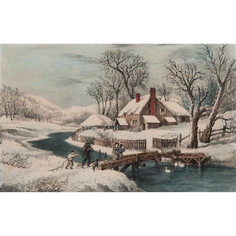 Currier & Ives Winter Scene Lithographs, Lot of Four