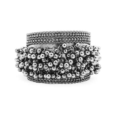 Shop Teejh Gunjan Silver Oxidised Jewelry Set For Women