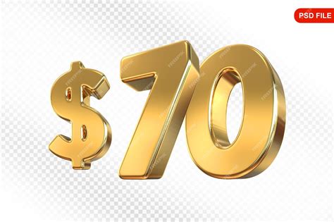 Premium PSD | 70 Dollar Gold Number3D