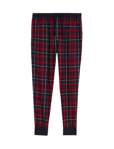 Buy Brushed Cotton Rich Checked Jogger Bottoms at Marks & Spencer