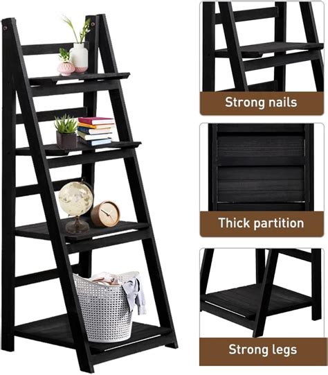 Buy Acendside Ladder Shelf 4-Tier Folding Plant Shelf ,Wood Ladder ...