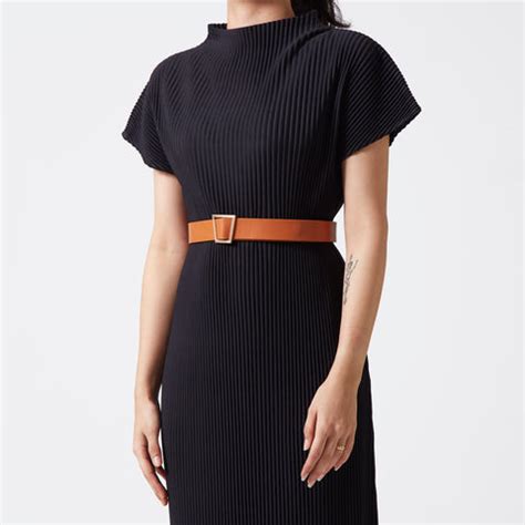 Buy Caramel Tan Faux Leather Belt with Matte Gold Buckle