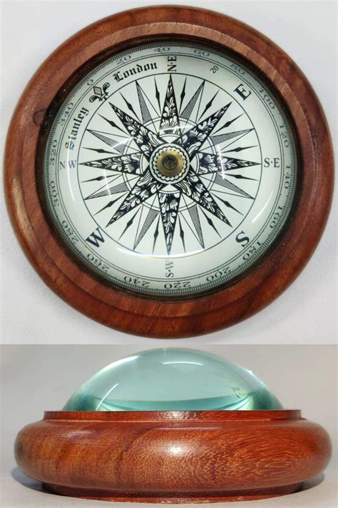 HIGHBIX Half Moon Optical Illusion Desk Paper Weight Compass Wooden ...