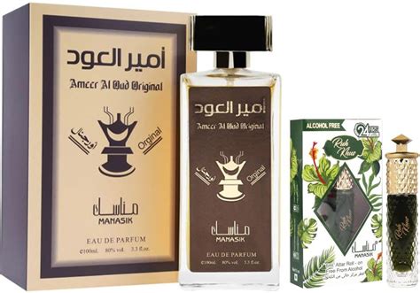 Buy Manasik Ameer al Oud Original Perfumes 100ml & Ruh Khus Attar 6ML ...