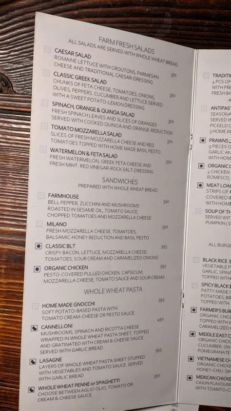 Menu at Farmhouse Kitchen & Bakery, Bengaluru