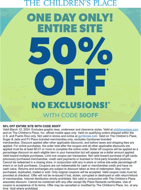 50-75% off everything online Monday at The Childrens Place | Childrens ...