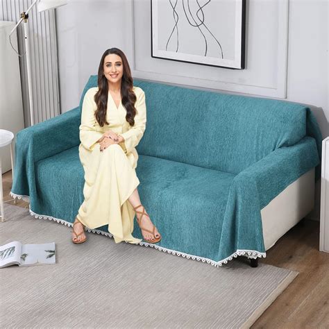 HOKIPO All Season Printed Chenille Sofa Cover Throw Blanket for 1 ...