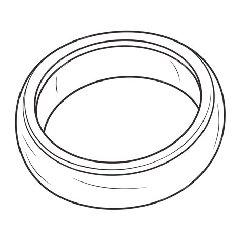 Simple Illustration Of A Round Shaped Wedding Ring Outline Sketch ...