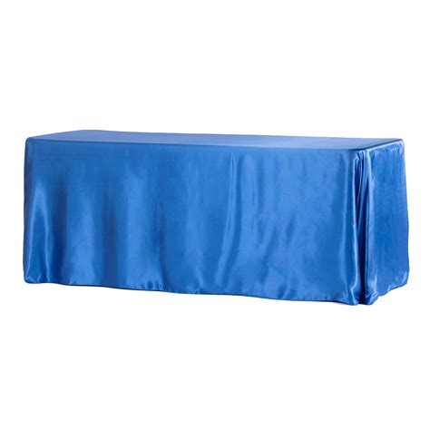 90 x 156 inch Rectangular Satin Tablecloth Royal Blue at CV Linens
