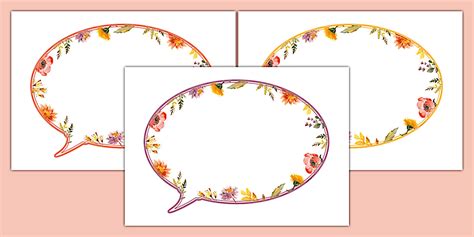 Wildflower Botanical Themed Speech Bubble Display Cut-Outs