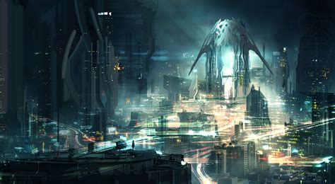 Futuristic Sci-Fi Cityscape - 4K Ultra HD Wallpaper by Vincentius Matthew