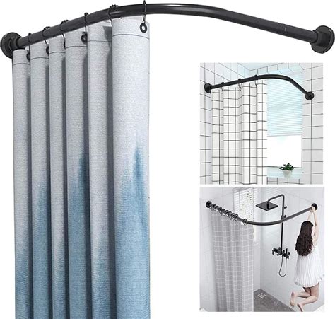 Curved Extendable Shower Curtain Tension Rod 100% Rustproof Adjustable ...