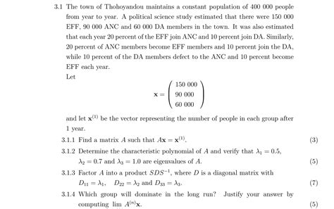 Solved 3.1 ﻿The town of Thohoyandou maintains a constant | Chegg.com