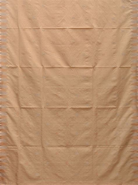 Beige Khadi Cotton Handloom Saree with Temple Border Design kh0543 – Uppada