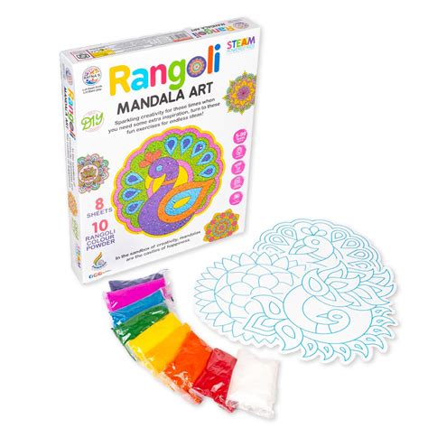 Ratna's Rangoli Mandala Art - 8 Sticky Sheets with 10 Rangoli Color ...