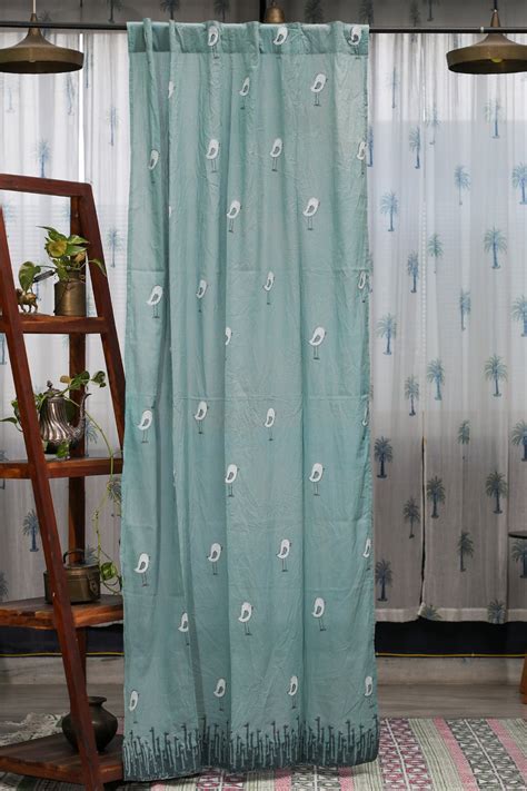 SootiSyahi 'Jungle Tale-Pastel Pine' Handblock Printed Cotton Door Cur