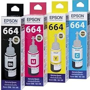 Epson T664 Ink Bottle (Cyan, Magenta, Yellow, Black) Ink Tank Printer ...