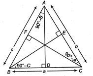 If in a Δ textABC , the altitudes from the vertices A, B and C on ...