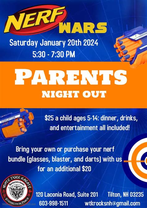Parents Night Out!, White Tiger Karate, LLC, Tilton, 20 January 2024 ...