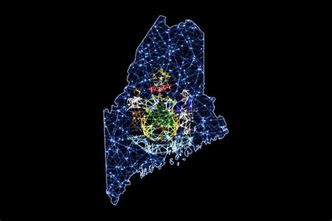 Mapa Maine, mapa linii siatki wielokątnej, mapa flag | Darmowe zdjęcie