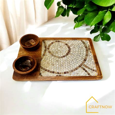 Wooden Serving Platter with 2 Bowls – CRAFTNOW