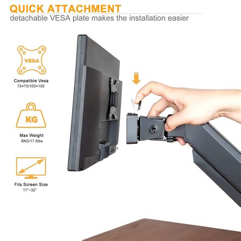 Buy Metiya Single Monitor Desk Mount - Fully Articulating Gas Spring ...