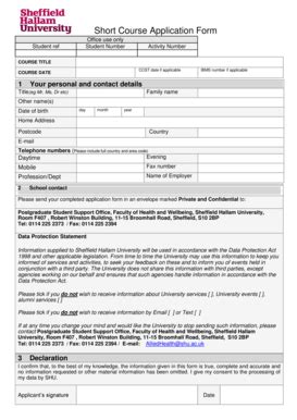 Fillable Online Download our short course application form (PDF 54KB ...