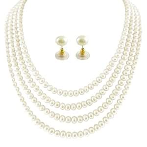 Sri Jagdamba Pearls Dealer 4 Strings Pearl Necklace Set for Women ...