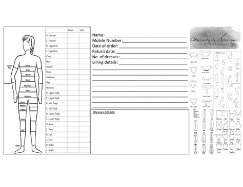 Printable Tailor Measurement Chart