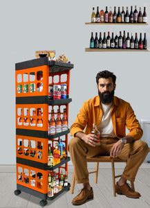 GlowSilk C_5_LAYER-BAR_JALLI-TROLLEY-ORANGE Plastic Bar Trolley Price ...