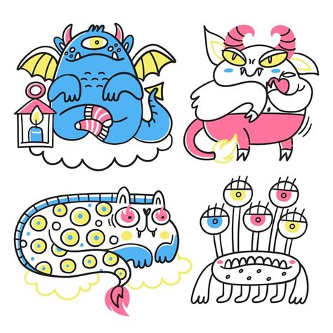 Verzameling fantastische monsters | Premium Vector