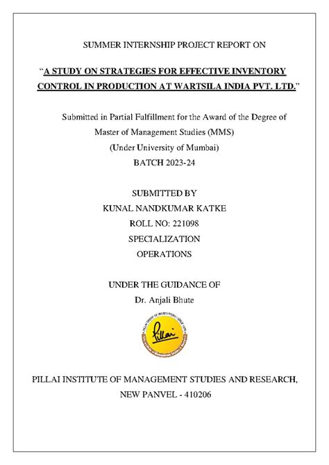 MMS Summer Internship Project: Effective Inventory Control Strategies ...