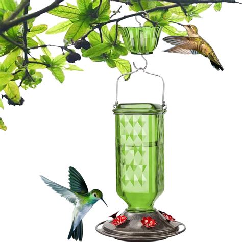 Premium 24 Oz Glass Hummingbird Feeder - 6 Ant Moat Ports, Bee-Resistant, Leak-Proof Base ...